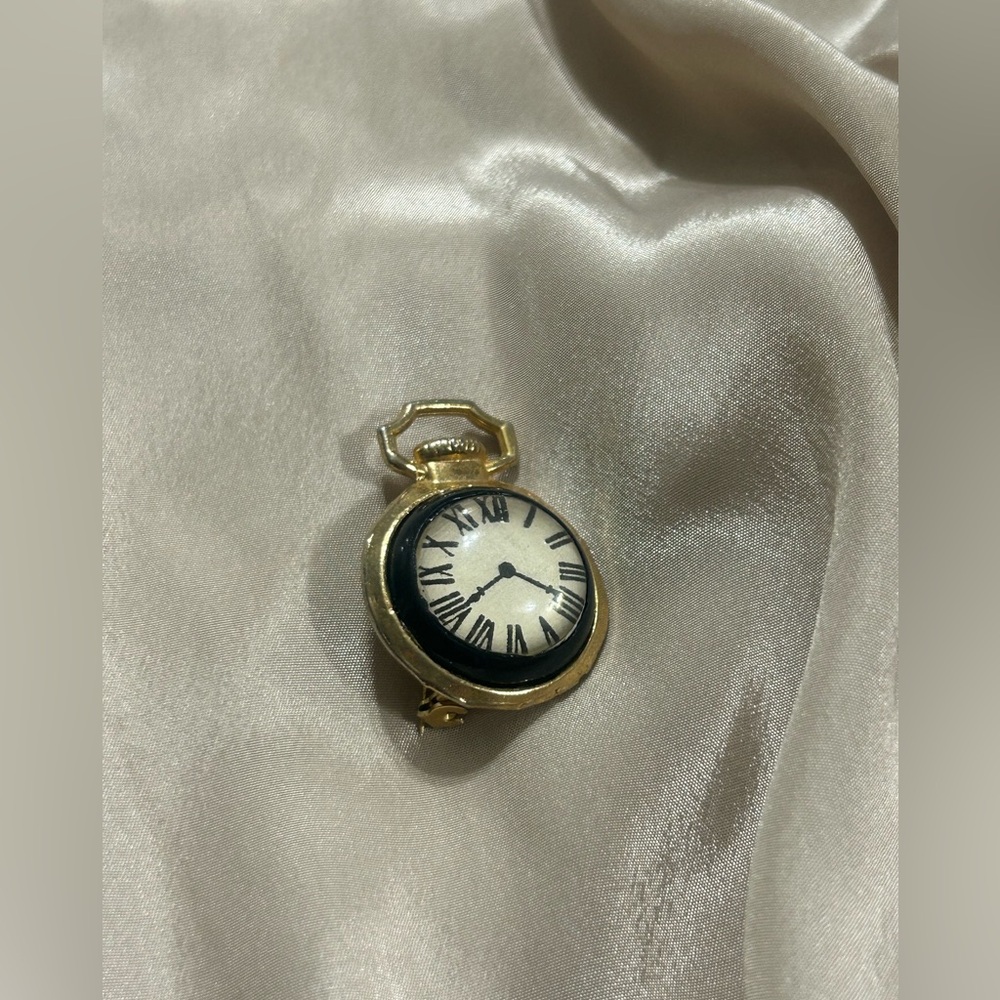 Gold and Black ‘Watch’ Theme Brooch